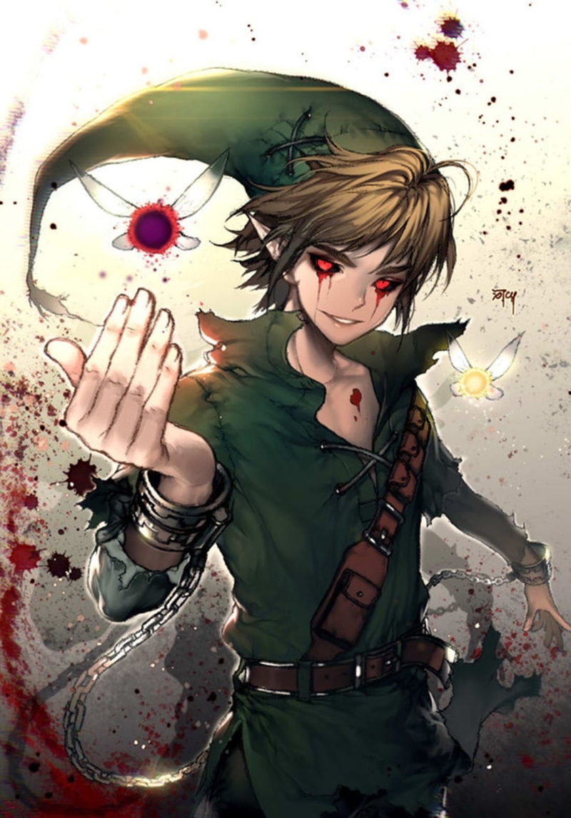 front view, Bleeding Eyes, emotion, hair, paint, child, confetti, water, human limb, animation, Link, clothing, indoors, messy, one person, males, offspring