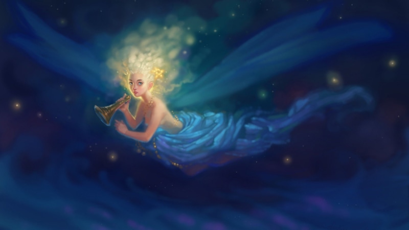 fly, 1080P, fairy, tinker bell, art, fantasy, disney, peter pan, magic, lights, blue, sky, girl, wings