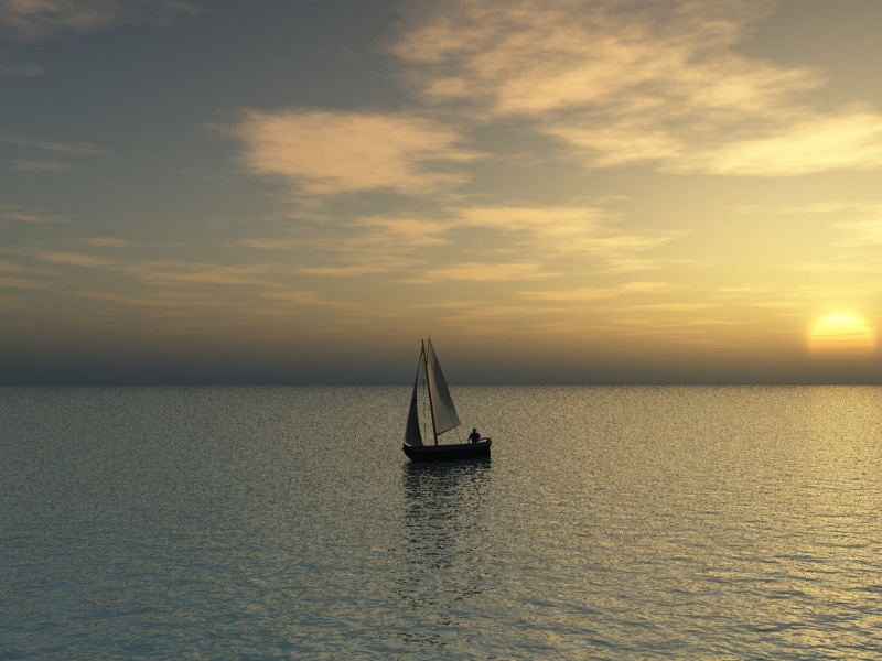 summer, boat, 720P, sailboat, Vue, nature, indefinite, virtual, water, sea  water, sail boat, outdoors, vacations, sunset, body, sea, body of water, sail