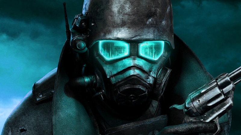 obscured face, 1080P, looking at camera, day, front view, headshot, apocalyptic, aggression, weapon, Fallout: New Vegas, one person, men, portrait