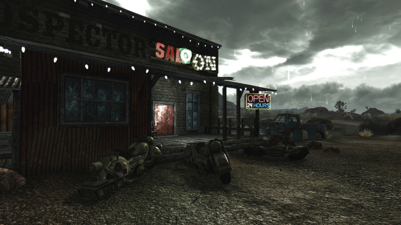 4K, no people, nature, entrance, saloon, day, ENB, western script, text, bar, outdoors, sign, mode of transportation, architecture, apocalyptic, transportation