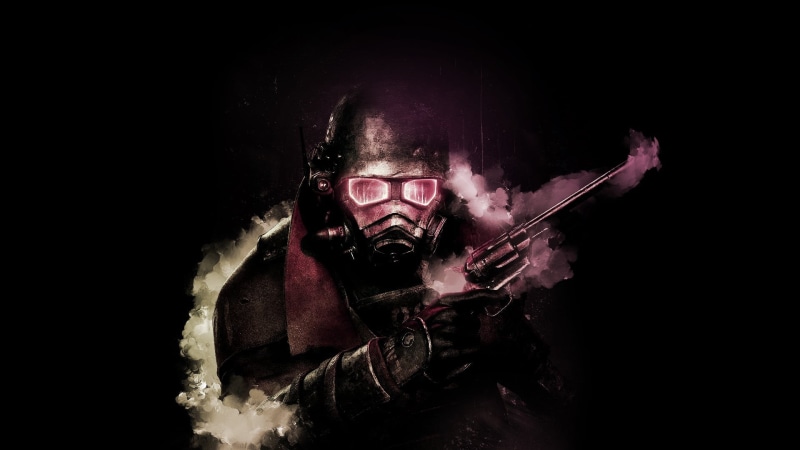 anger, weapon, gun, mid adult, Video Game Art, indoors, fear, Fallout: New Vegas, bizarre, rifle, men, horror, portrait, males, adult, headshot, one Person