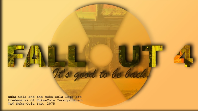 wall - building feature, lighting equipment, shape, banner, entrance, glass - material, music, indoors, digital art, video games, Fallout, artwork, yellow