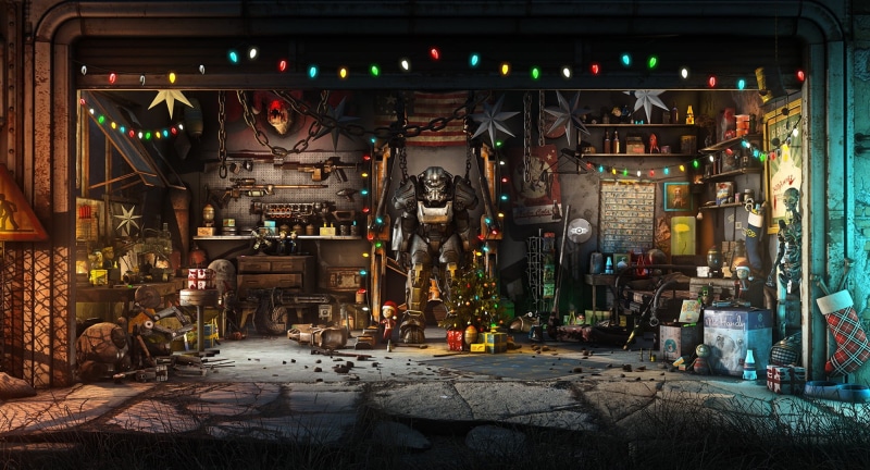 1080P, Bethesda, The Brotherhood Of Steel, Holiday, Art, Weapons, Fallout, Toys, Decoration, The game, Fallout 4 Christmas, Vault Boy, Fallout 4, New year