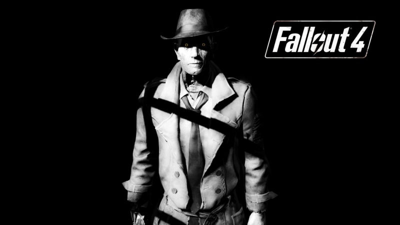 Nick Valentine, black background, human representation, Fallout, Bethesda Softworks, one person, video games, human face, front view, young men, dark, casual clothing