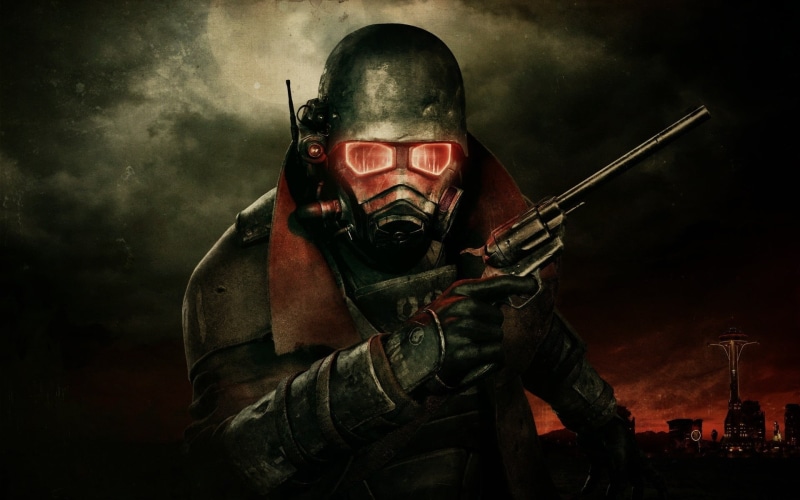 gun, armed forces, army helmet, special forces, apocalyptic, helmet, suit of armor, Fallout: New Vegas, 1080P, night, holding, work helmet, military, headwear