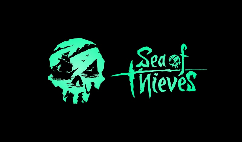 logotype, skull mask, gamers, Sea of Thieves, PC gaming, black background, 4K