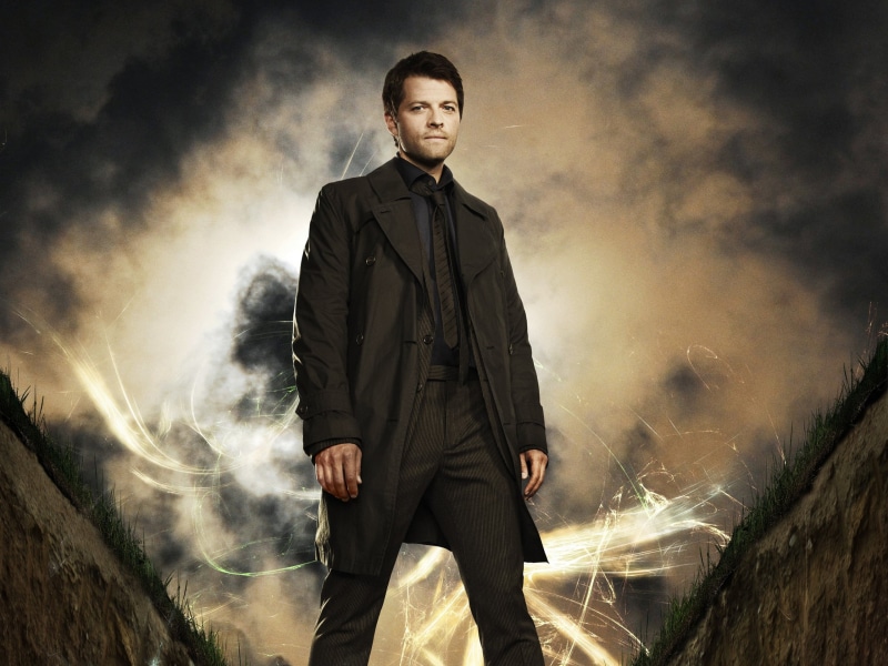 black, the messenger and the servant of the Lord, Castiel, three quarter length, smoke - Physical Structure, adult, looking at camera, men, dark, one Person