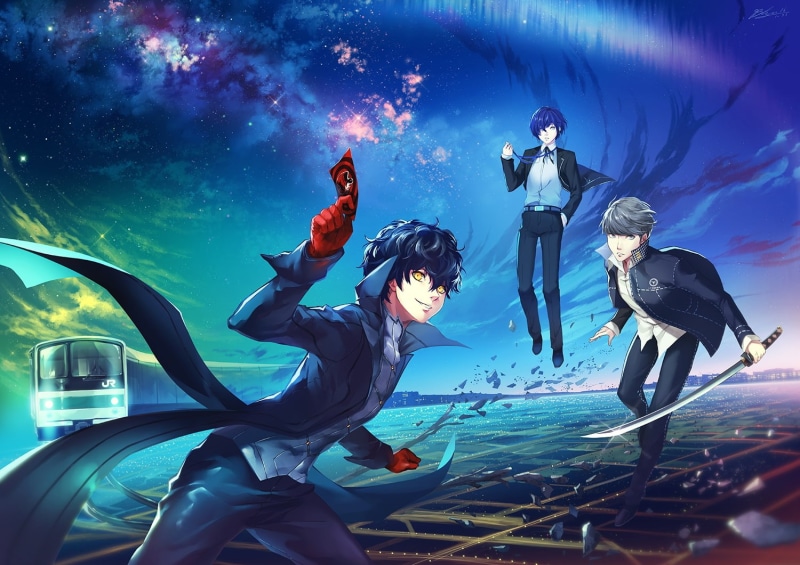 water, outdoors, group of people, people, train, digital composite, sea, underwater, animals in the wild, yuu narukami, full length, sky, aquatic sport
