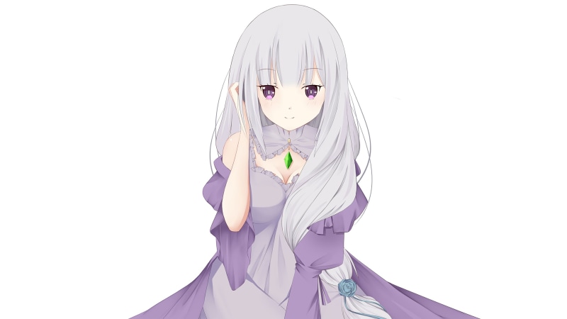 2K, Female protagonist, female, Half Elf, anime, HD, ReZERO, Emilia, character