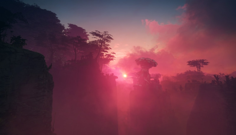 silhouette, red, sky, digital composite, outdoors, environment, tranquility, standing, one person, tree, Rage 2, video games, nature, cloud - sky, scenics - nature