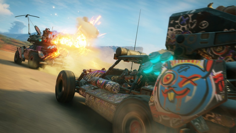 Rage 2, road, land vehicle, outdoors, illuminated, men, Rage (video game), blurred motion, motion, real people, communication, mode of transportation, street