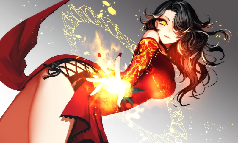 young adult, Cinder (RWBY), looking at camera, adult, digital composite, women, portrait, Anime, nature, haired, lifestyles, RWBY, females, character, beauty