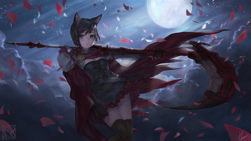 cat girl, 1080P, RWBY, scythe, nekomimi