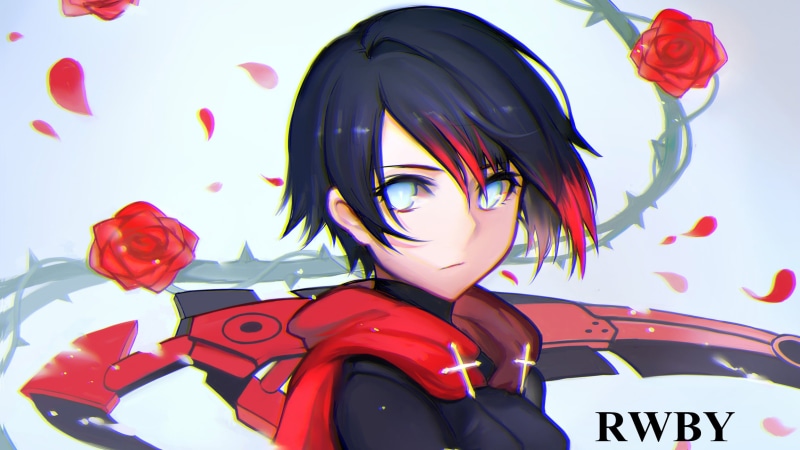 multi colored, flowering plant, character, woman, RWBY, 1080P, positive emotion, red, nature, close-up, beauty, black, women, adult, emotion