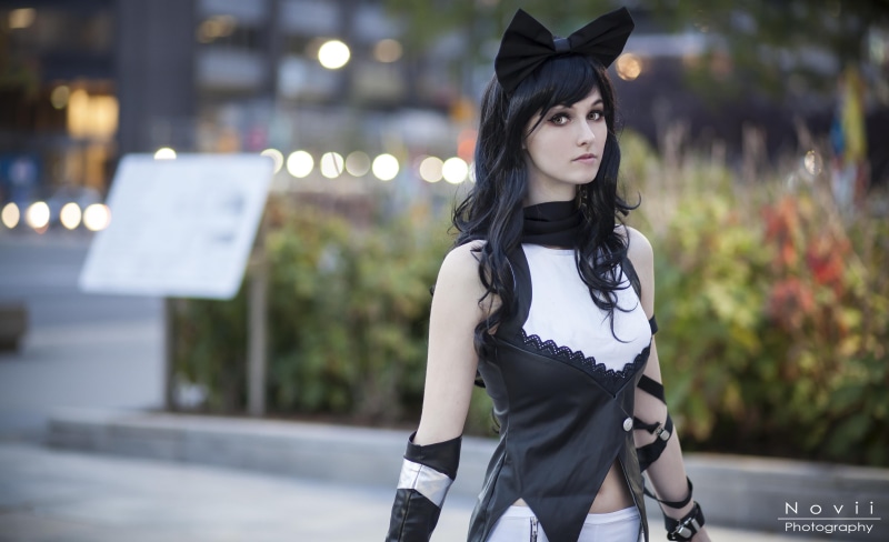 lifestyles, cosplay, black, beauty, Blake Belladonna, fashion, women, real people, beautiful woman, sleeveless, young women, contemplation, white, top
