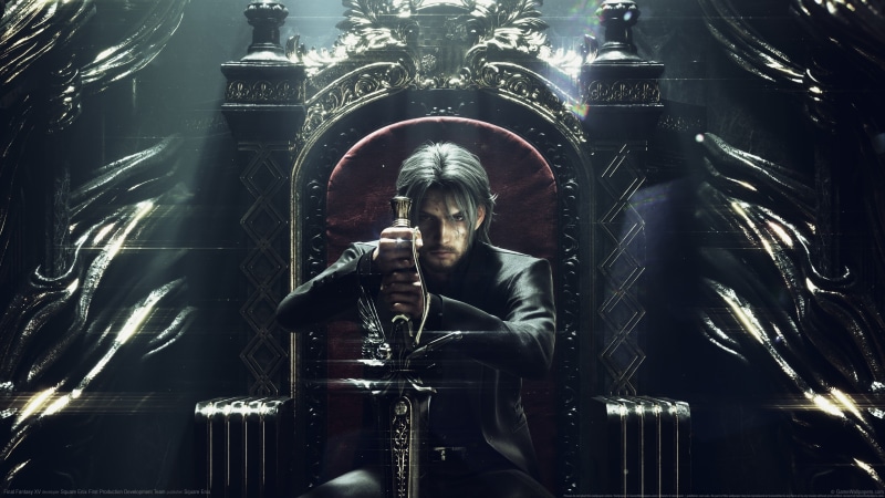 video games, Square Enix, Noctis, sword, digital art, men, 4K, throne, Final Fantasy XV, Final Fantasy