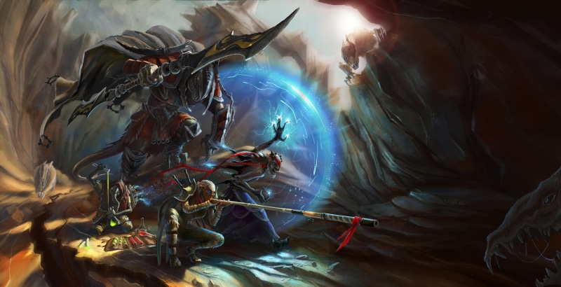 rpg, cave, battle, armor, game, 2K, art, warriors, illustration, fantasy