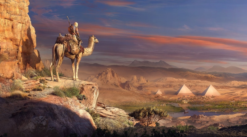 sunlight, Games, rock - object, rock, art and craft, mountain, nature, illustration, tranquil scene, 2017, Pyramids, Origins, Adventure, Egypt, outdoors