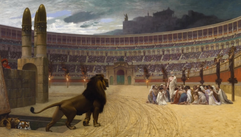 Colosseum, 5K, The Last Prayer Of The Christian Martyrs, Jean-Leon Gerome, picture, Leo, mythology