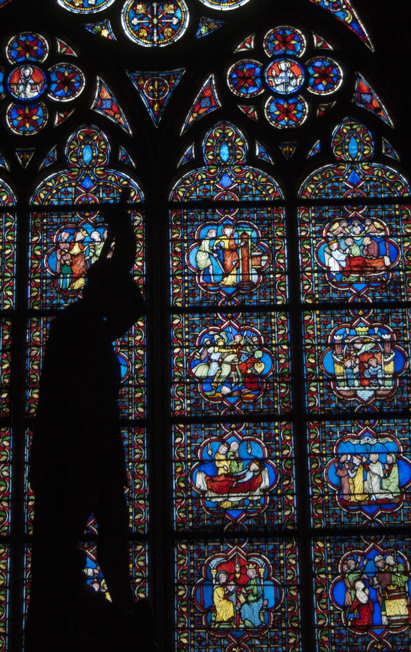 art and craft, christian, spirituality, architecture, 2K, spiritual, christianity, religious, multi colored, window, holy, one person, indoors, martyr