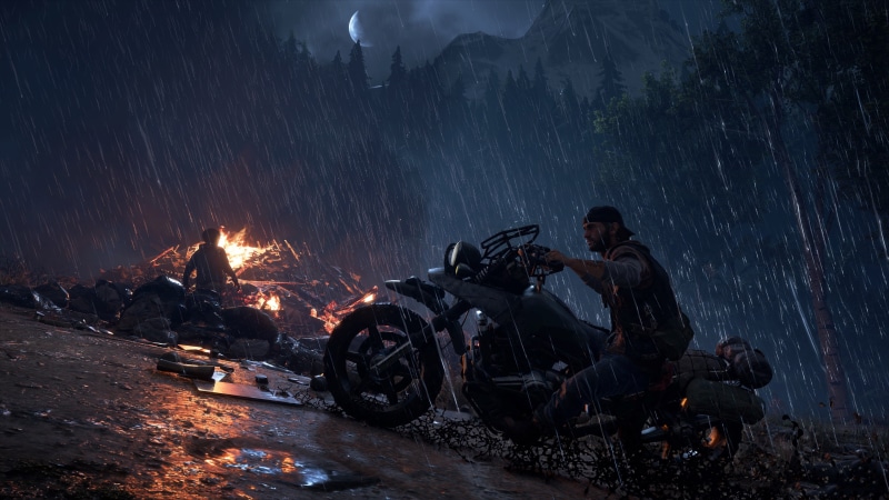 4K, mode of transportation, fire - natural phenomenon, 2018 games, two people, standing, communication, outdoors, flame, days gone, 4k, lifestyles, transportation