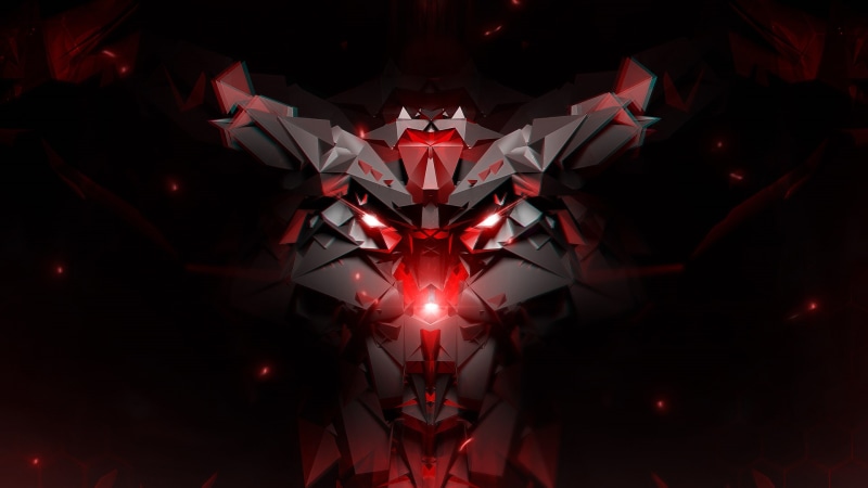 black, abstract, video, game, 1080P, digital/artwork, hd, pixelated, dog, red, character