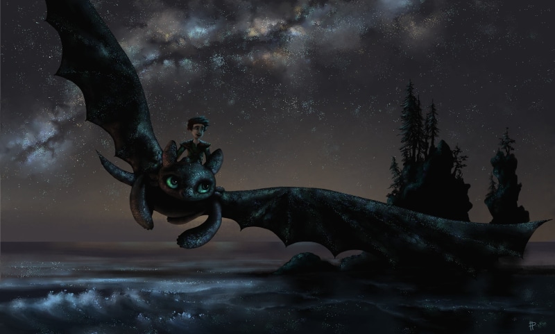 disney, no people, spooky, flight, blue, sea, horror, Rom-Art, nature, dragon, animal, toothless, 1080P, illustration, deer, art, hiccup, evil, trees