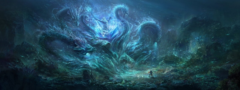 Ocean, Sea, Hydra, 1080P, Artistic, Blue, Gods, Fantasy, Sea Monster