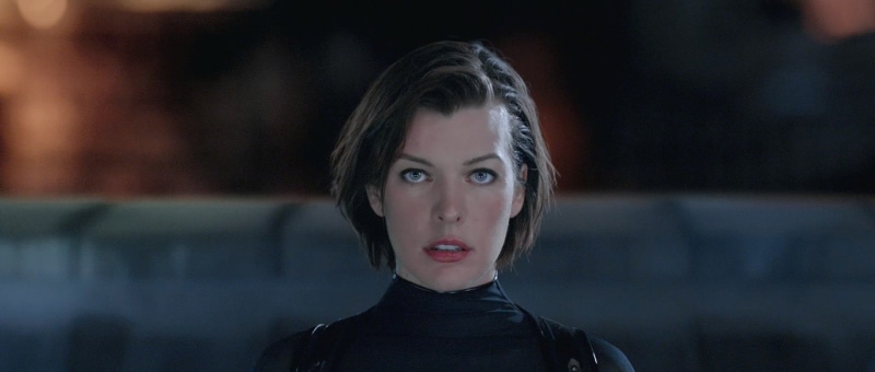 headshot, black color, portrait, Milla Jovovich, looking at camera, brown eyes, women, Resident Evil, one person, beautiful woman, close-up, 1080P, emotion