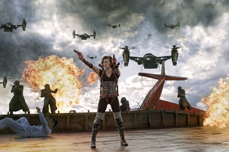 full length, mid-air, people, cloud - sky, young adult, 1080P, standing, child, human arm, human limb, males, emotion, Alice (Resident Evil), smoke - physical structure