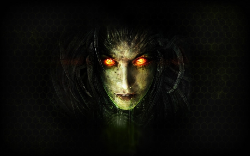 close-up, StarCraft, young adult, front view, StarCraft II : Heart Of The Swarm, 1080P, illuminated, portrait, dark, young women, one person, human face
