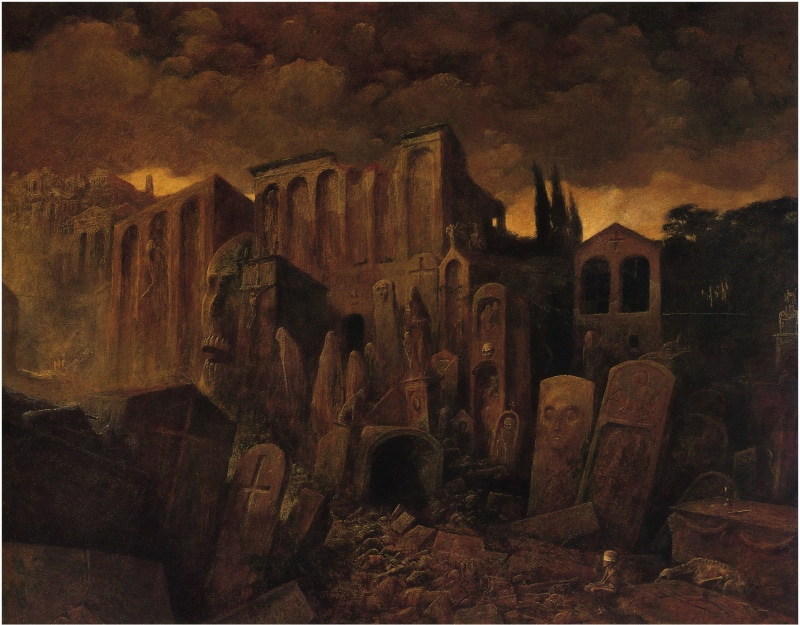 buildings, 720P, zdzis, dark, tomb, beksi, artwork, ski, zdzisław beksiński, aw