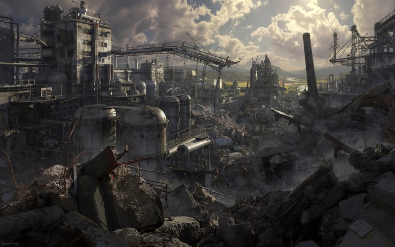 game, fi, buildings, CG, art, destruction, 1080P, x, sci, horror, 1920x1200 px, px, hd, dark, apocalyptic, minimalistic