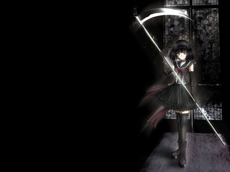 dark anime, girl, weapon, anime, background, 480P, dark, dark background, short, short hair, hair