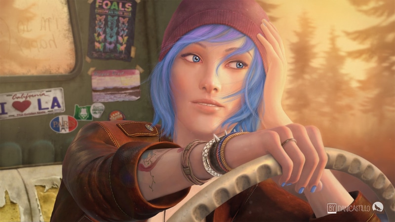 adult, beauty, indoors, character, clothing, beautiful woman, anime, blue, real people, tattoo, Life Is Strange, portrait, lifestyles, one person, front view
