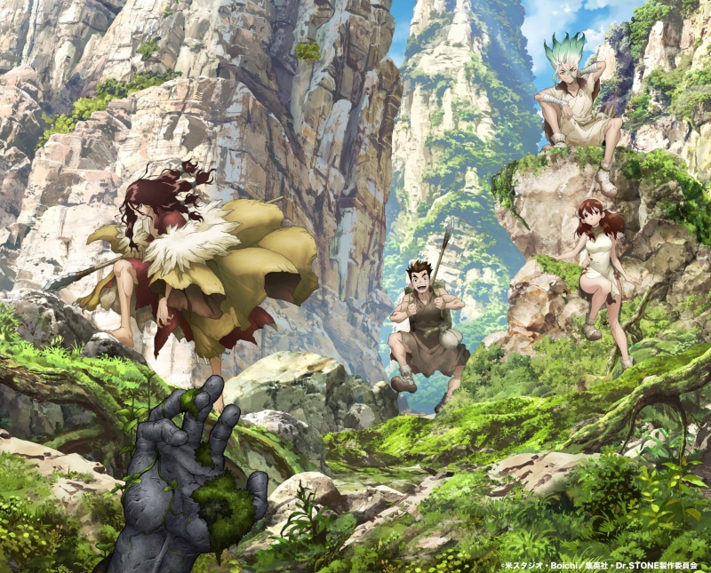 Dr. Stone, Anime, Tsukasa Shishio, Senku Ishigami, Yuzuriha Ogawa, Taiju Oki, 2K