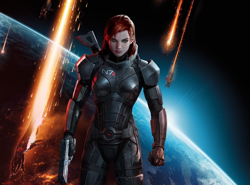 galacticwar, Woman, 2K, flame, shepard, CommanderShepard, armed forces, communication, illuminated, robot, Attack, glowing, mass, Game, Shooter, young adult