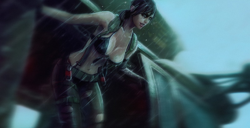 sniper, helicopter, pants, rain, konami, Stefanie Joosten, metal gear solid 5: the phantom pain, 8K, chest, female, kojima  productions, metal gear solid