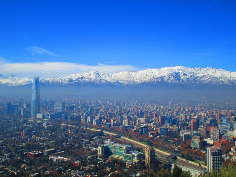 cityscape, high angle view, andes, skyline, building exterior, snow, cloud - sky, city life, nature, buildings, modern, chile, built structure, building