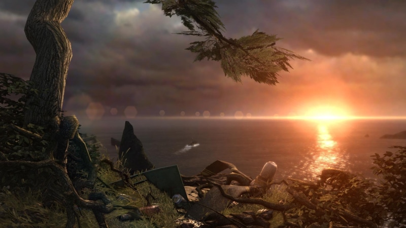 boat, croft, sea, water, 1080P, tombraider, sunset, lara