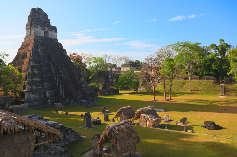 sunlight, tree, tourism, Guatemala, sky, old ruin, ancient civilization, old, ancient, ruined, no people, archaeology, outdoors, day, 2K, building exterior