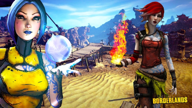 representation, adult, clothing, outdoors, sitting, burning, 1080P, mountain, human representation, pandora, yellow, day, borderlands, sirens