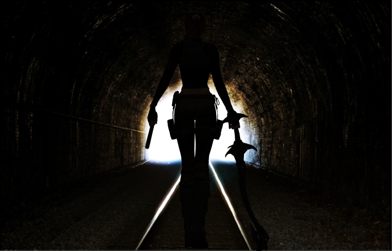 game, goes out, lara, raider, gun, arms, sword, croft, girl, back, 2K, tomb raider, lara croft, tomb