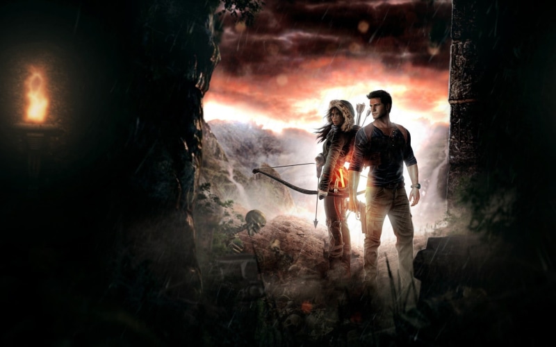 full length, two people, cooperation, men, adventure, architecture, uncharted , Tomb Raider, nature, smoke - physical structure, artwork, helmet, uniform