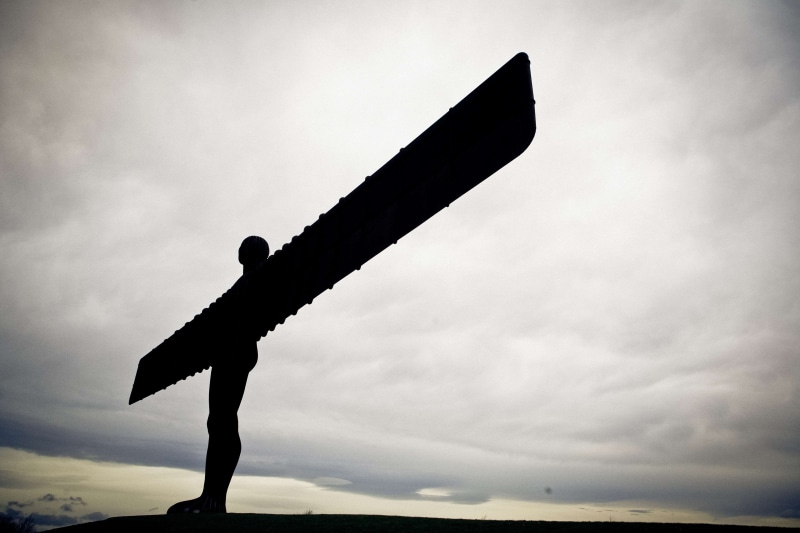 gateshead, bridge, outdoors, day, great britian, sky, angel of north, architecture, horizon, inner city, standing, uk, men, united kingdom, horizon over water