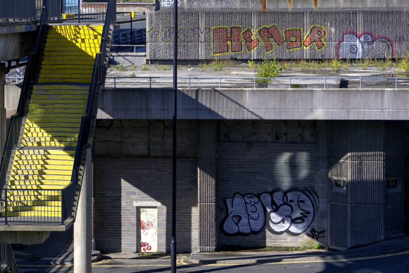 newcastle upon tyne, industrial building, urban, no people, architecture, united kingdom, outdoors, creativity, mess, art and craft, graffiti, metal, building exterior