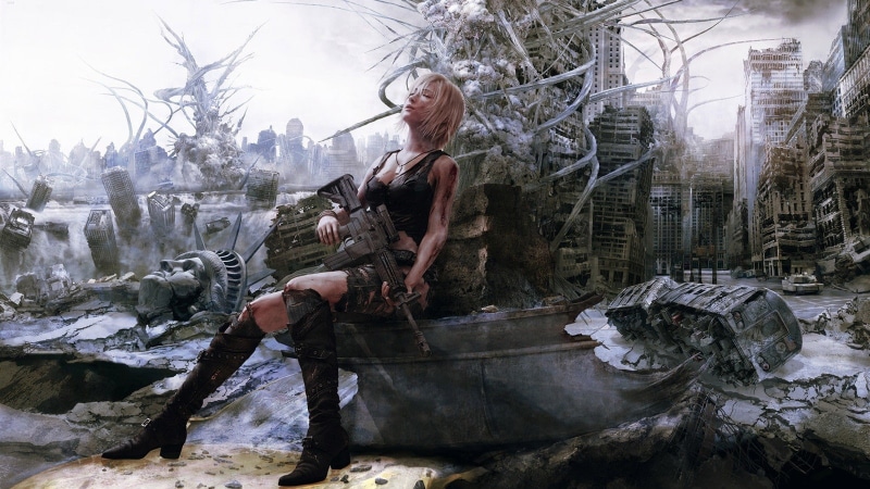 cgi, post-apocalyptic, abstract, eve, postapocalyptic, artwork, weapons, rd, art, science, aya, fiction, brea, birthday, hd, 720P, parasite, fantasy