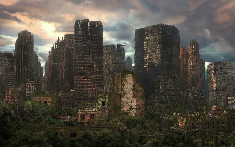 ruins, the city, 1080P, vines, art, saloli, postapocalyptic, the ruins