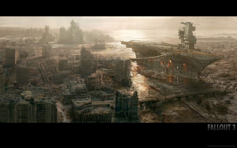 hd, city, Fallout, games, concept, art, postapocalyptic, concepts, 720P, video, Video Games, x, rivet, aircraft